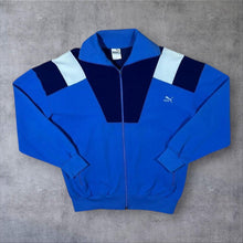 Load image into Gallery viewer, Vintage 80s Puma Track Jacket Size 7 M L Blue White Tracksuit Top
