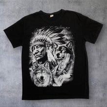 Load image into Gallery viewer, Native American Wolf Animal Nature Wildlife Graphic T-Shirt
