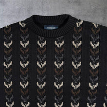 Load image into Gallery viewer, Vintage Pierre Sangan Wool Blend Embroidered Knit Jumper Black 80s 90s UK Made L
