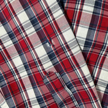 Load image into Gallery viewer, Marwin Mens L Western Shirt Red Plaid Pearl Snap Cowboy Rockabilly Check
