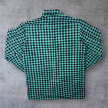 Load image into Gallery viewer, Vintage Triola Green Black Emo Plaid Check Long Sleeve Cotton Flannel Shirt
