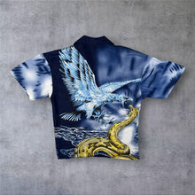 Load image into Gallery viewer, Vintage Garment Shirt Goth Y2K Eagle Serpent Graphic Blue Short Sleeve Shirt

