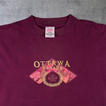 Load image into Gallery viewer, Vintage Ottawa Canada T Shirt XL Burgundy Embroidered Maple Leaf Souvenir Tee
