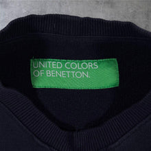 Load image into Gallery viewer, United Colors of Benetton Sweatshirt M Navy Blue Crew Neck Minimal Logo Mens

