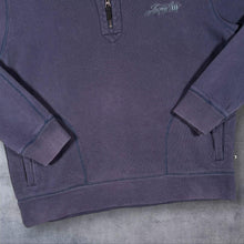 Load image into Gallery viewer, Animal Embroidered Mini Logo Skater Surfer 1/4 Zip Faded Navy Blue Sweatshirt
