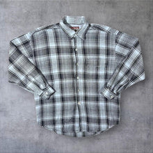 Load image into Gallery viewer, Vintage 90's American Trade Blue-Grey Black Check Long Sleeve Flannel Shirt
