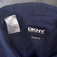 Load image into Gallery viewer, DKNY Mens Navy Micro Dot Shirt 16.5 Collar Slim Fit 100% Cotton Long Sleeve
