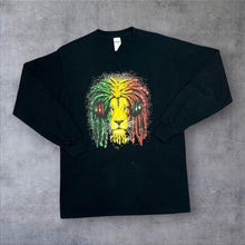 Load image into Gallery viewer, Gildan Rasta Reggae Lion Animal Graphic Long Sleeve Black T-Shirt
