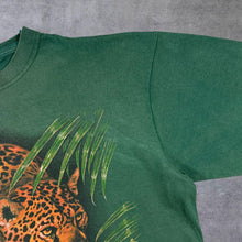 Load image into Gallery viewer, Vintage 90's Harlequin Jaguar Cat Animal Wildlife Graphic Faded Green T-Shirt
