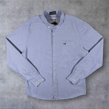 Load image into Gallery viewer, Barbour Berkshire Shirt Mens L Blue Gingham Check Tailored Fit Pheasant 1894
