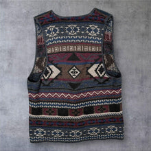Load image into Gallery viewer, Vintage 90s Sweater Shop Aztec Waistcoat Mens S Geometric Knit Vest Made UK
