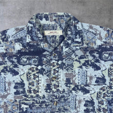 Load image into Gallery viewer, Vintage 90's Andre Leon Blue Mix Crazy Abstract Patterned Short Sleeve Flannel Shirt
