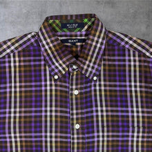 Load image into Gallery viewer, GANT Mens Shirt L Purple Brown Check Plaid Regular Fit Long Sleeve Preppy
