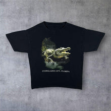 Load image into Gallery viewer, Everglades City, Florida USA Tourist Crocodile Wildlife Graphic Black T-Shirt
