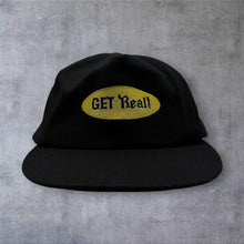 Load image into Gallery viewer, Vintage 90s GET REAL Snapback Cap Black Yellow Wool Embroidered Slogan Hat
