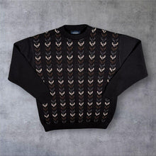 Load image into Gallery viewer, Vintage Pierre Sangan Wool Blend Embroidered Knit Jumper Black 80s 90s UK Made L
