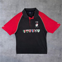 Load image into Gallery viewer, Cotton Traders RBS 6 Nations Rugby Embroidered Short Sleeve Black Red Polo Shirt
