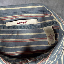 Load image into Gallery viewer, Levi's Striped Shirt Women's LargeBlue Red 100% Cotton Long Sleeve Button Up
