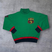 Load image into Gallery viewer, Vintage 90s Green Colour Block Graphic Sweatshirt Mock Neck Oversized Medium
