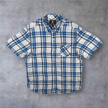 Load image into Gallery viewer, Timberland Earthkeepers "Regular Fit" Blue White Check Linen Short Sleeve Shirt
