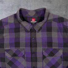 Load image into Gallery viewer, Quiksilver Mens XL Purple Black Plaid Check Shirt Long Sleeve Surf Skate
