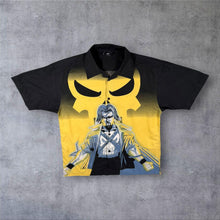 Load image into Gallery viewer, Early 00's Dognose Anime Manga Cartoon Graphic Black Yellow Polyester Shirt
