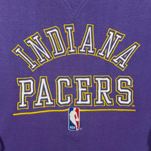Load image into Gallery viewer, Vintage 90's Logo Athletic NBA Indiana Pacers Embroidered Basketball Purple Sweatshirt
