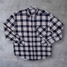 Load image into Gallery viewer, Vintage Okay Red Navy White Plaid Check Long Sleeve Cotton Flannel Shirt
