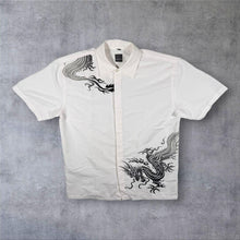 Load image into Gallery viewer, Early 00's Casablanca Goth Y2K Dragon Motif White Short Sleeve Shirt
