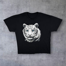 Load image into Gallery viewer, White Tiger Animal Nature Wildlife Graphic Black Cotton T-Shirt
