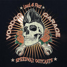 Load image into Gallery viewer, Voodoo Garage "Speedway Outcasts" Gothic Biker Rockabilly Skull Graphic T-Shirt
