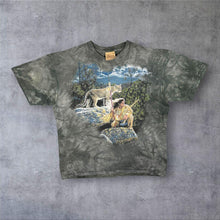 Load image into Gallery viewer, Vintage The Mountain (1996) Native American Animal Wildlife Graphic Green Grey Tie Dye T-Shirt

