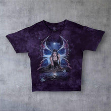 Load image into Gallery viewer, The Mountain Anne Stokes Collection Gothic Fairy Fantasy Purple Tie Dye T-Shirt
