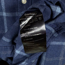 Load image into Gallery viewer, Barbour Tattersall Shirt M Navy Blue Tailored Fit 100% Cotton Long Sleeve Mens
