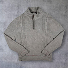 Load image into Gallery viewer, Mantaray Cable Knit Style Merino Wool Grey 1/4 Zip Knit Jumper

