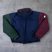 Load image into Gallery viewer, Vintage 90s Tommy Hilfiger Reversible Down Puffer Jacket XL Plaid Colour Block
