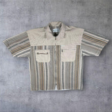 Load image into Gallery viewer, Artin Drys XL Y2K Zip Shirt Beige Tribal Stripe Utility 90s Archive Style

