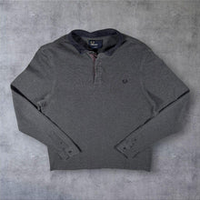 Load image into Gallery viewer, Fred Perry "Slim Fit" Mini Laurel Logo Grey Long Sleeve Polo Shirt
