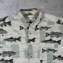 Load image into Gallery viewer, Vintage Columbia Fish Print Shirt Mens L 90s Bass Sunfish Fishing 100% Cotton
