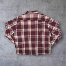 Load image into Gallery viewer, Wrangler Western Burgundy Plaid Check Cotton Long Sleeve Shirt
