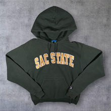 Load image into Gallery viewer, Champion Eco "Sac State" Sacramento California College Embroidered Green Hoodie
