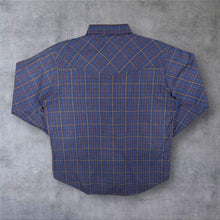 Load image into Gallery viewer, Vintage Ely Plains Western Cowboy Blue Multi Colour Check Long Sleeve Popper Shirt
