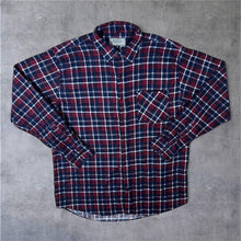 Load image into Gallery viewer, Vintage Pradizo Navy Blue Red Plaid Check Long Sleeve Cotton Flannel Shirt
