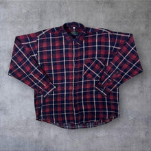 Load image into Gallery viewer, Vintage Custom Club Flannel Shirt 41/42 XL Red Navy Plaid Check 90s Cotton
