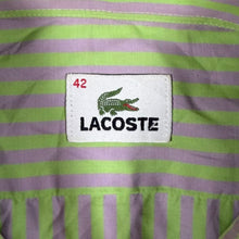 Load image into Gallery viewer, Vintage Lacoste Mini Croc Logo Green Pink Striped Long Sleeve Cotton Shirt
