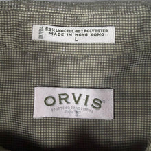 Load image into Gallery viewer, Vintage Orvis Shirt L Made in Hong Kong Green Micro Check Short Sleeve
