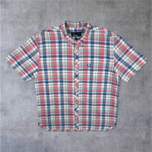 Load image into Gallery viewer, Fred Perry White Blue Multi Check Cotton Short Sleeve Button-Down Shirt
