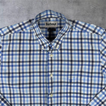 Load image into Gallery viewer, Barbour "Regular Fit" Blue Black White Check Cotton Long Sleeve Button-Down Shirt
