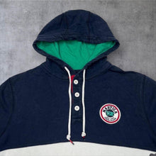 Load image into Gallery viewer, Early 00’s Nautica Colour Block Embroidered Spellout 1/4 Button Pullover Hoodie
