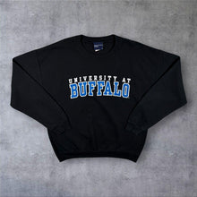 Load image into Gallery viewer, Early 00's MV Sport "University At Buffalo" College Spellout Graphic Black Sweatshirt
